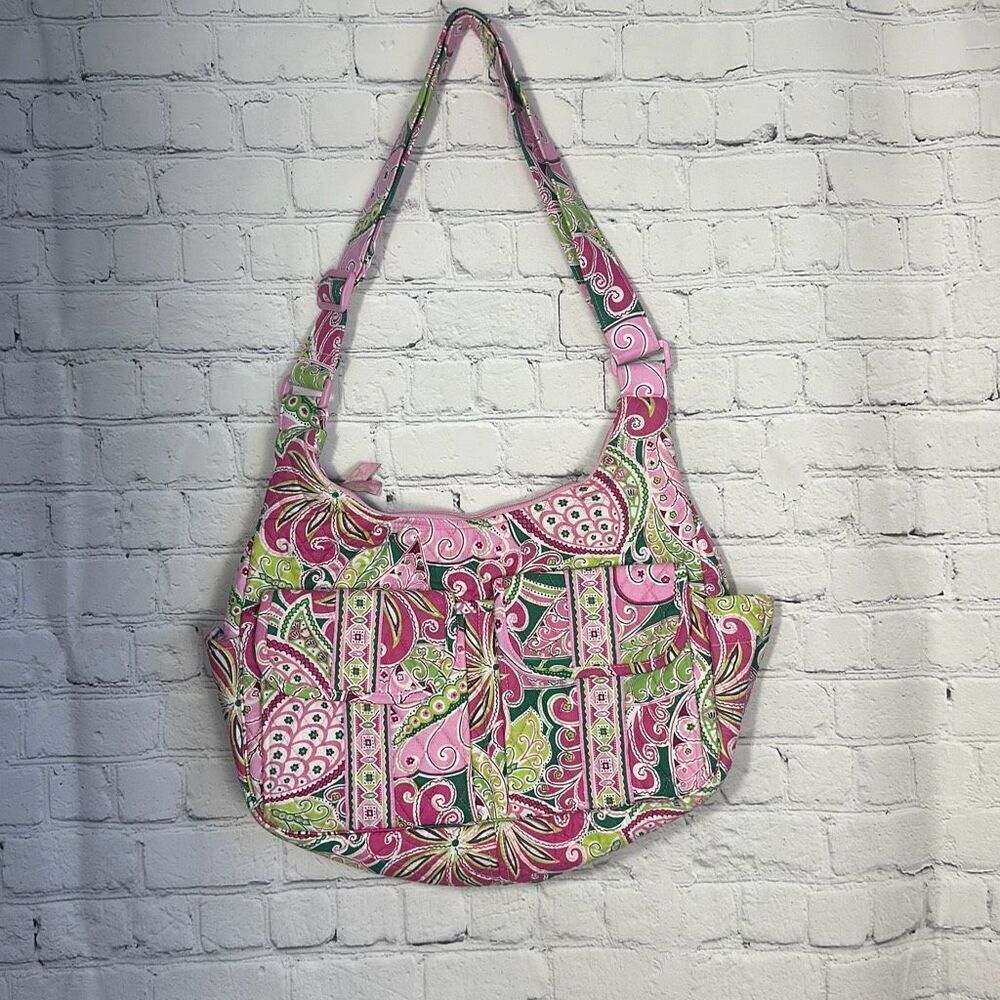 Vera Bradley Pink Green Paisley Quilted Shoulder Bag
